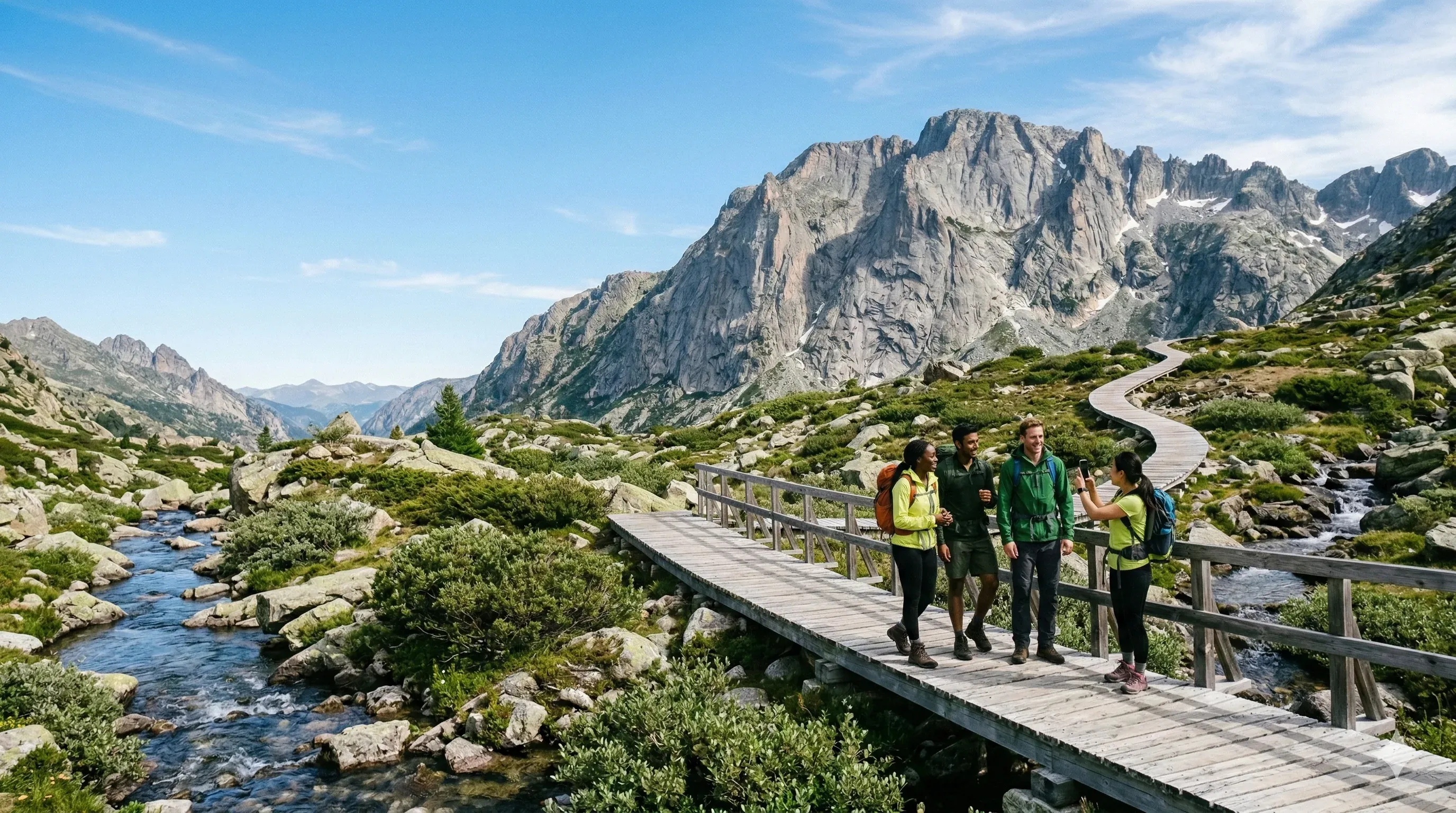 Grupo de senderistas en una ruta de montaña, imagen del proyecto PacePal